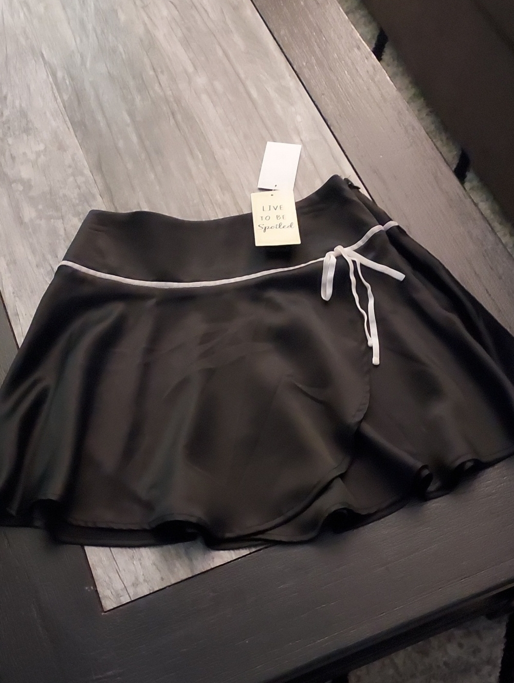Black Flared Skirt with White Trim
